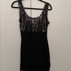 Mini Black Sequins Dress